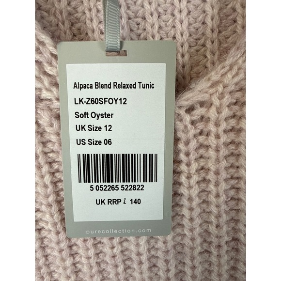 NWT Pure Collection Alpaca Blend Relaxed Tunic Sweater Soft Oyster Womens Size 6 - Picture 3 of 11